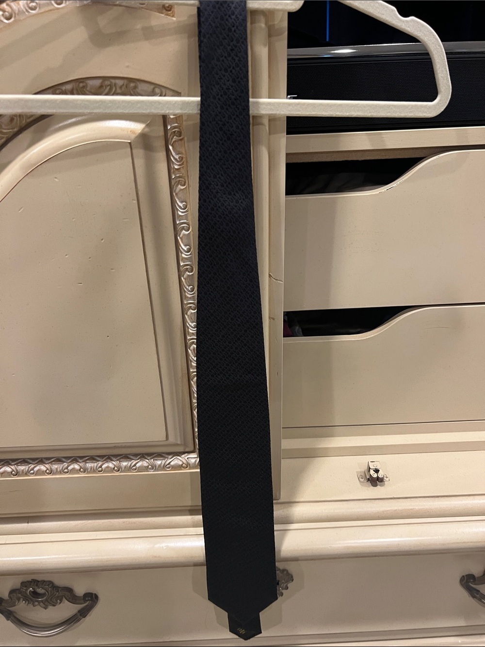 Louis Vuitton Black Textured Silk Tie